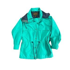 Eddie Bauer Vintage Women's Nylon Parka Coat Jacket Size Small Petite Teal